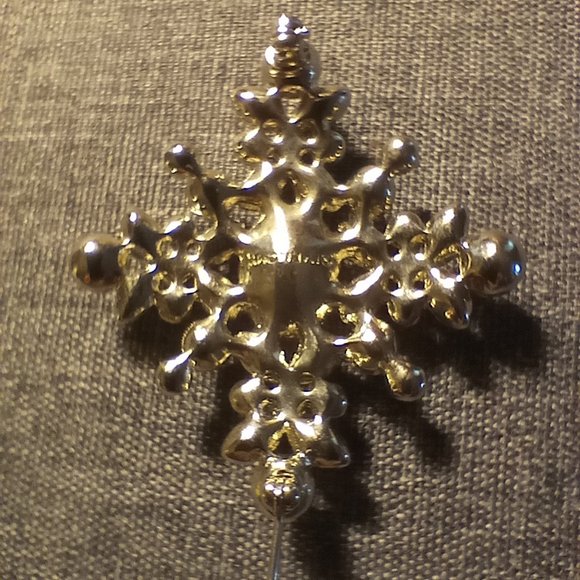 Vintage Givenchy Swarovski Crystal Maltese Cross Brooch Pin - Picture 2 of 5